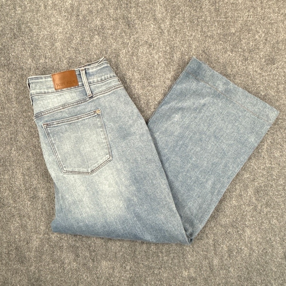 Judy Blue Los Angeles Womens 20W Plus Wide Leg Light Wash High Rise Jeans